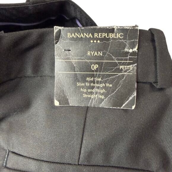 Banana Republic Ryan Mid Rise Straight Leg Trouser Pant In Black Size 0P - Picture 6 of 6